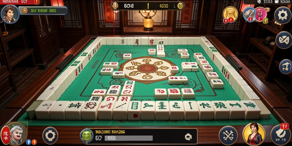 Screenshot permainan Mahjong 6CF yang menampilkan desain grafis yang menarik.