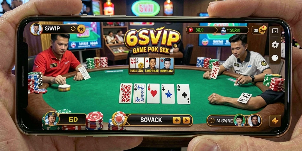 Screenshot gameplay 6SVIP yang menampilkan aksi poker menarik.