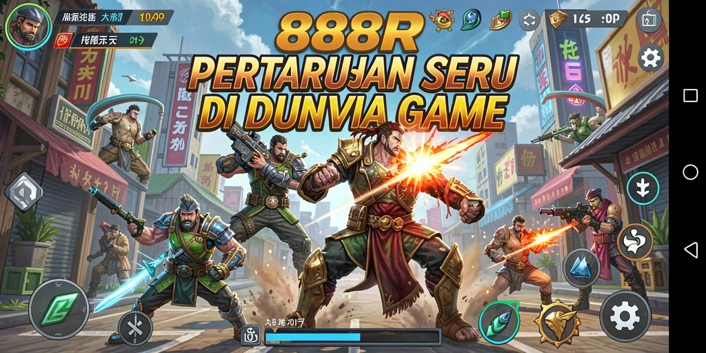 Menampilkan aksi pertarungan seru di <strong>888R</strong> dengan karakter unik.