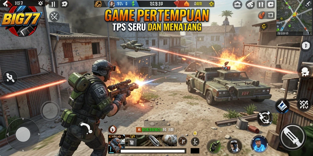 Tampilan gameplay seru dan intens dalam BIG77 saat bertempur.
