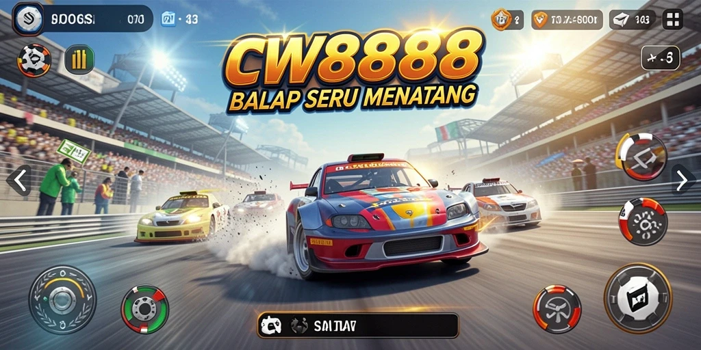 Tampilan gameplay CW8888 yang mendebarkan dalam balapan.
