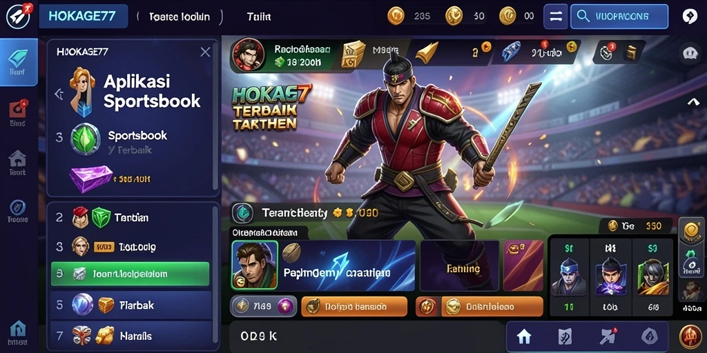 Screenshot HOKAGE77 menampilkan antarmuka sportsbook yang dinamis.