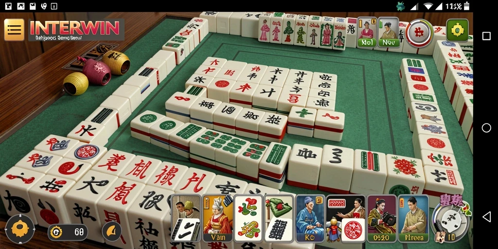 Tampilan gameplay Mahjong yang seru dan menarik di INTERWIN.