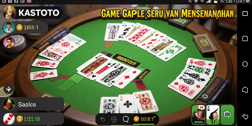 Tampilan gameplay seru KASTOTO dengan fitur Gaple interaktif.