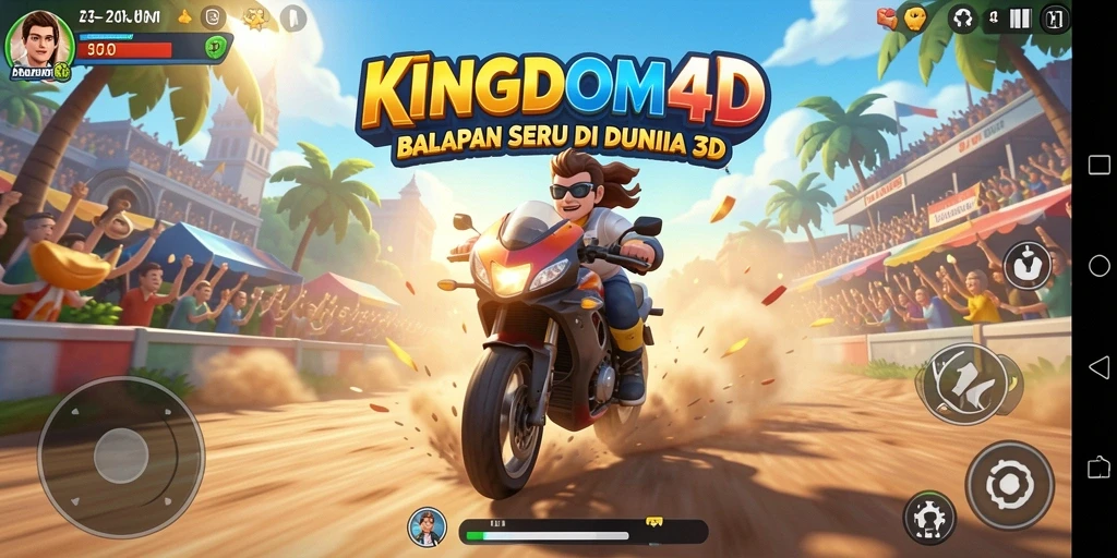 Gameplay KINGDOM4D, balapan 3D seru dan menantang.