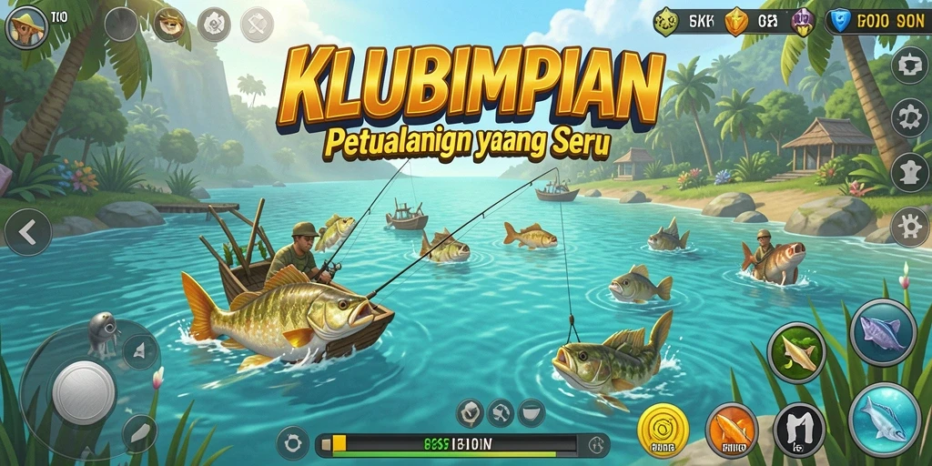 Tampilan gameplay <strong>KLUBIMPIAN</strong> yang menarik dan seru saat memancing.