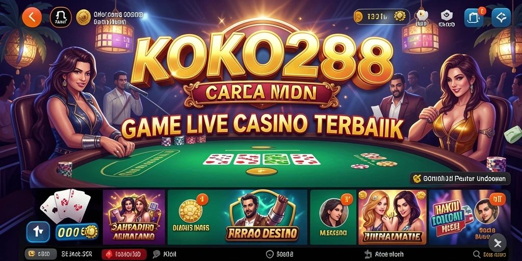 Screenshot gameplay KOKO288 dengan dealer langsung di Live Casino.