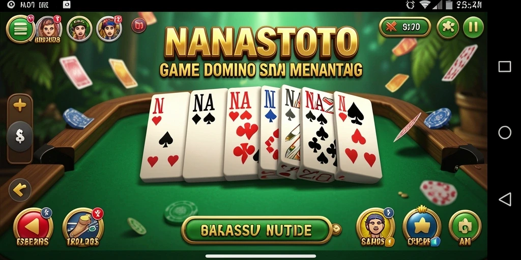 Tampilan gameplay seru di NANASTOTO dengan fitur domino menarik.