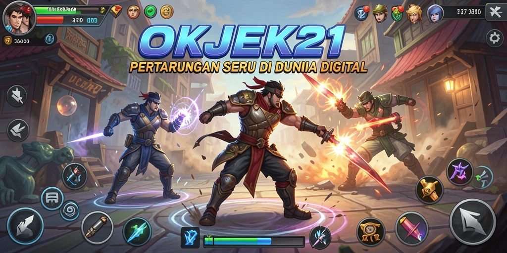 Tampilan gameplay intens dari pertarungan di OKJEK21.