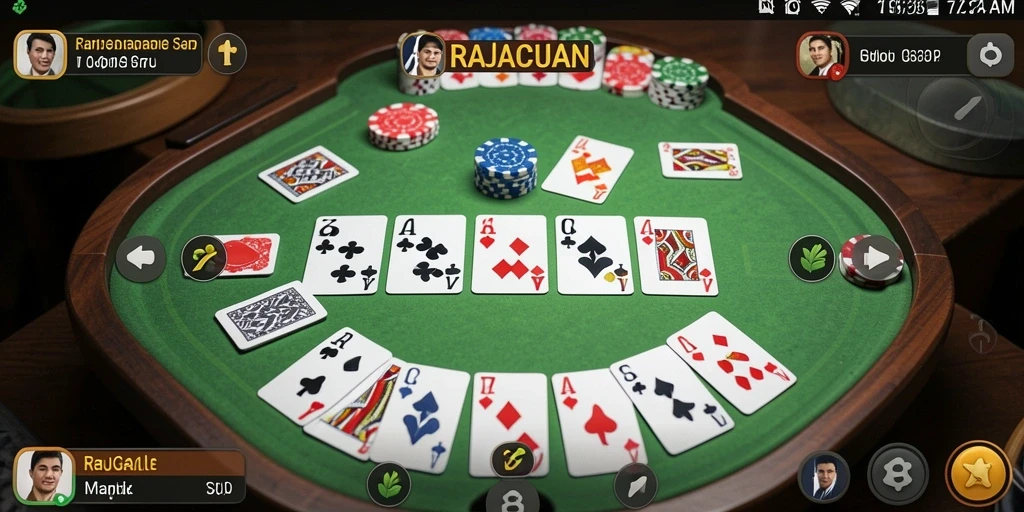 Tampilan gameplay seru di RAJACUAN dengan fitur Gaple yang menarik.