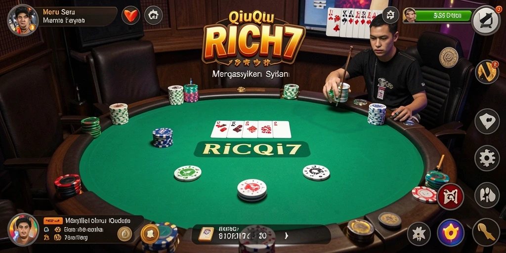 Screenshot utama RICH7 menampilkan gameplay QiuQiu yang seru.