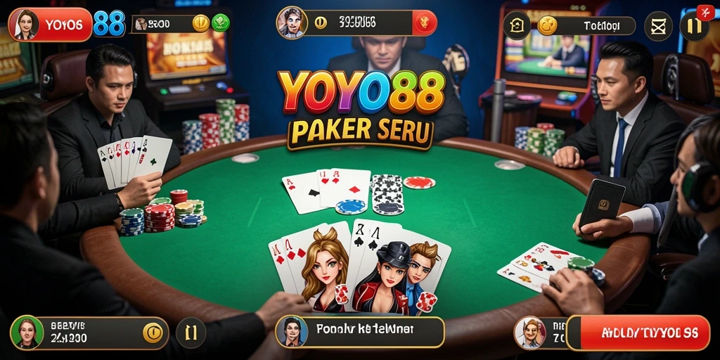 Screenshot gameplay YOYO88 yang menampilkan aksi poker seru.