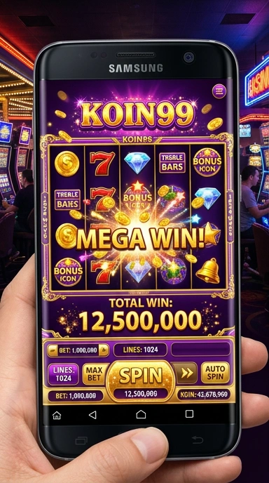 Screenshot aplikasi koin99 dengan tampilan antarmuka pengguna yang menarik.